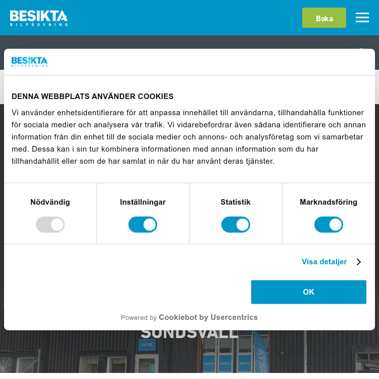Screenshot of Besikta Bilprovning Sundsvall