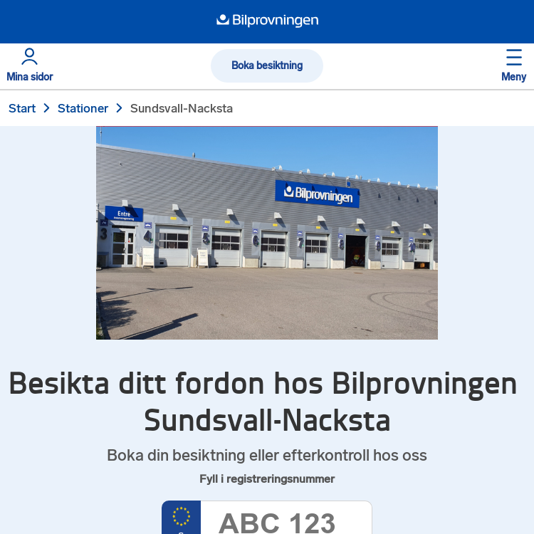 Screenshot of Bilprovningen Sundsvall-Nacksta