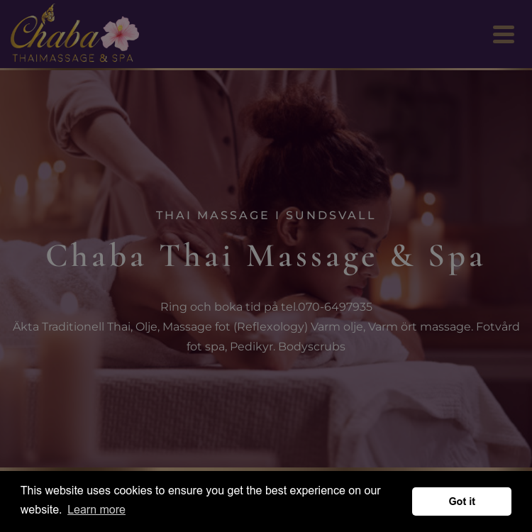Screenshot of Chaba Thai massage