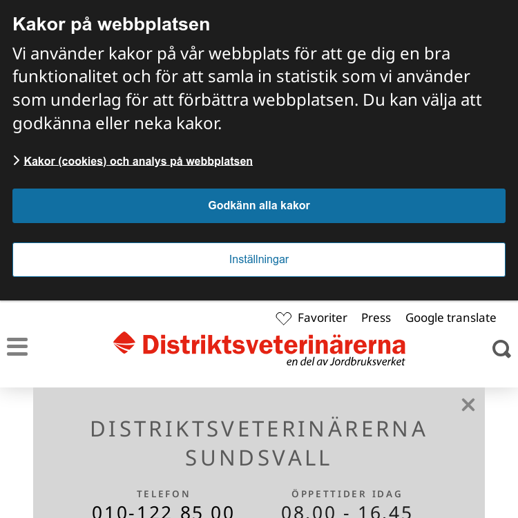 Screenshot of Distriktsveterinärerna Sundsvall