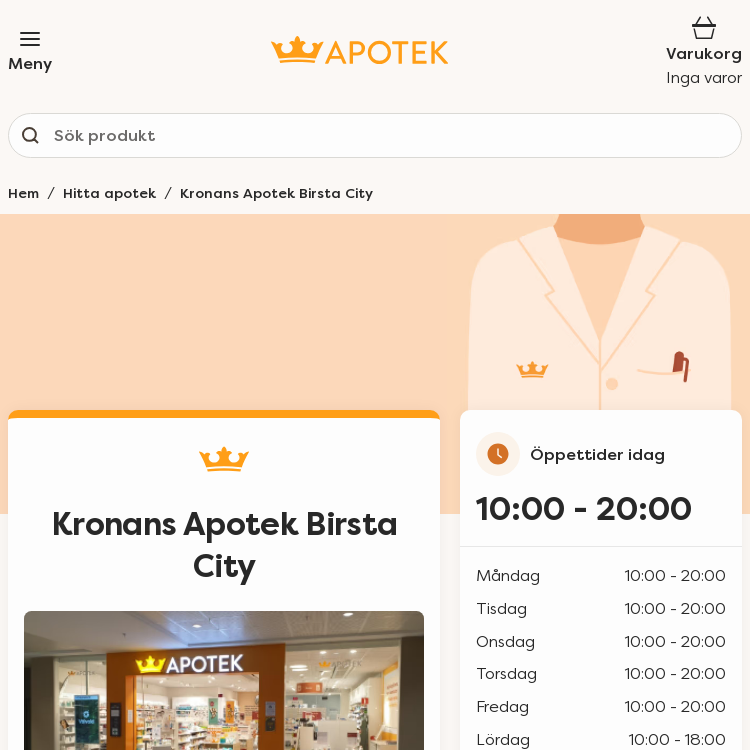 Screenshot of Kronans Apotek Birsta City