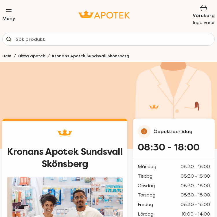 Screenshot of Kronans Apotek Sundsvall Skönsberg
