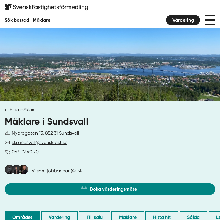 Screenshot of Svensk Fastighetsförmedling Sundsvall